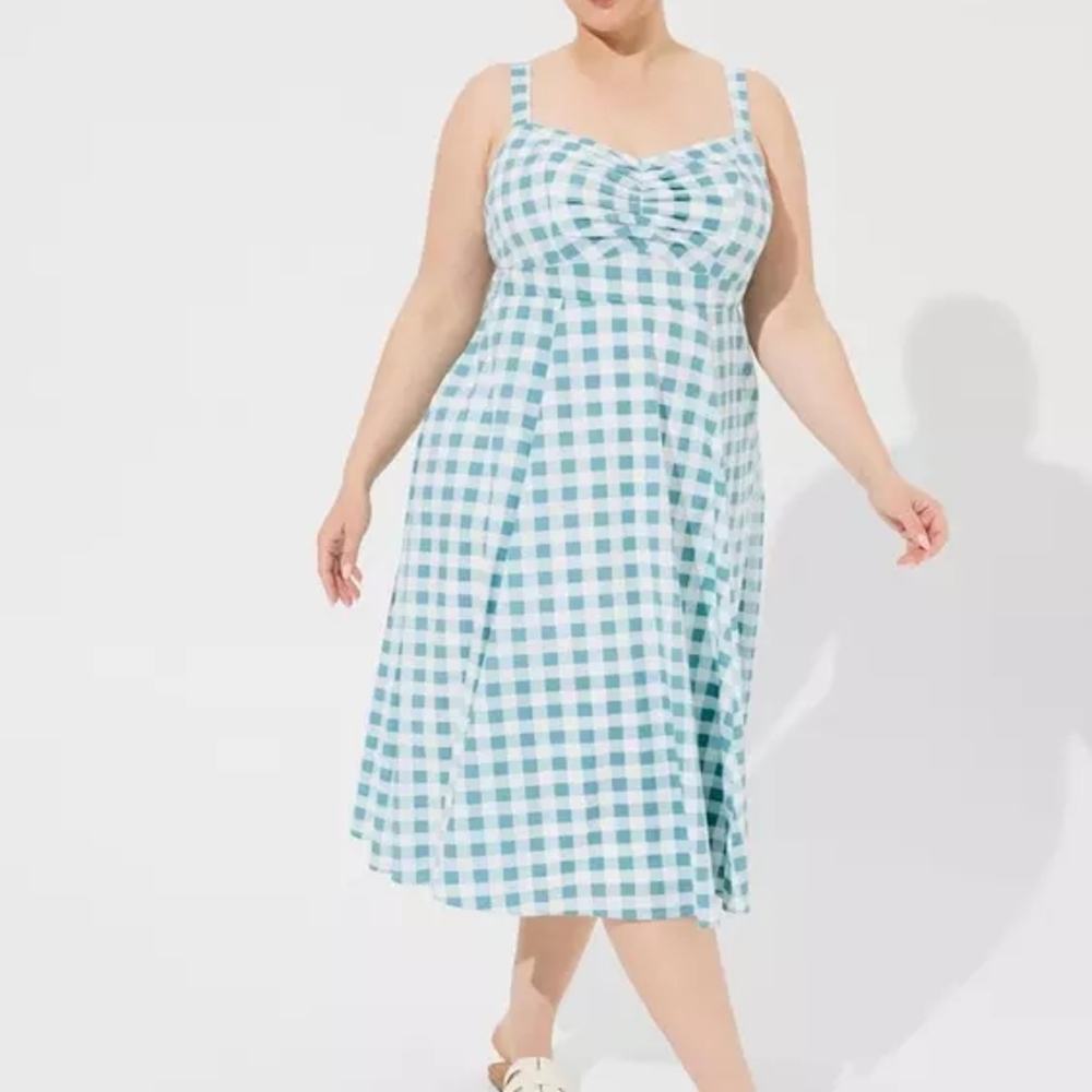 Torrid Blue and White Gingham Dress